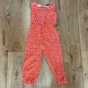 Coral with Heart Polka Dot Jumpsuit